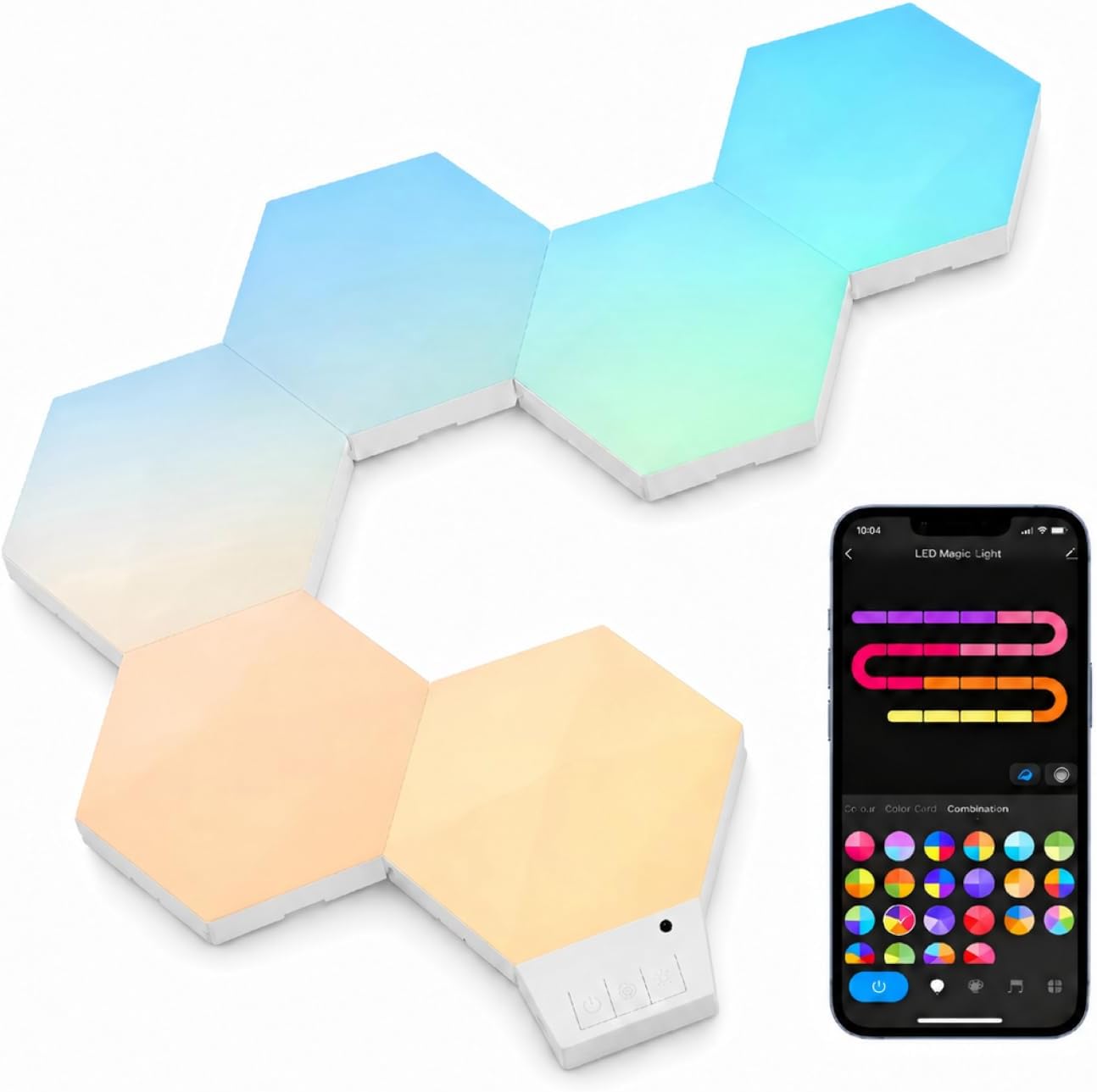 VTimes Smart Hexagon Wall Light Pan...