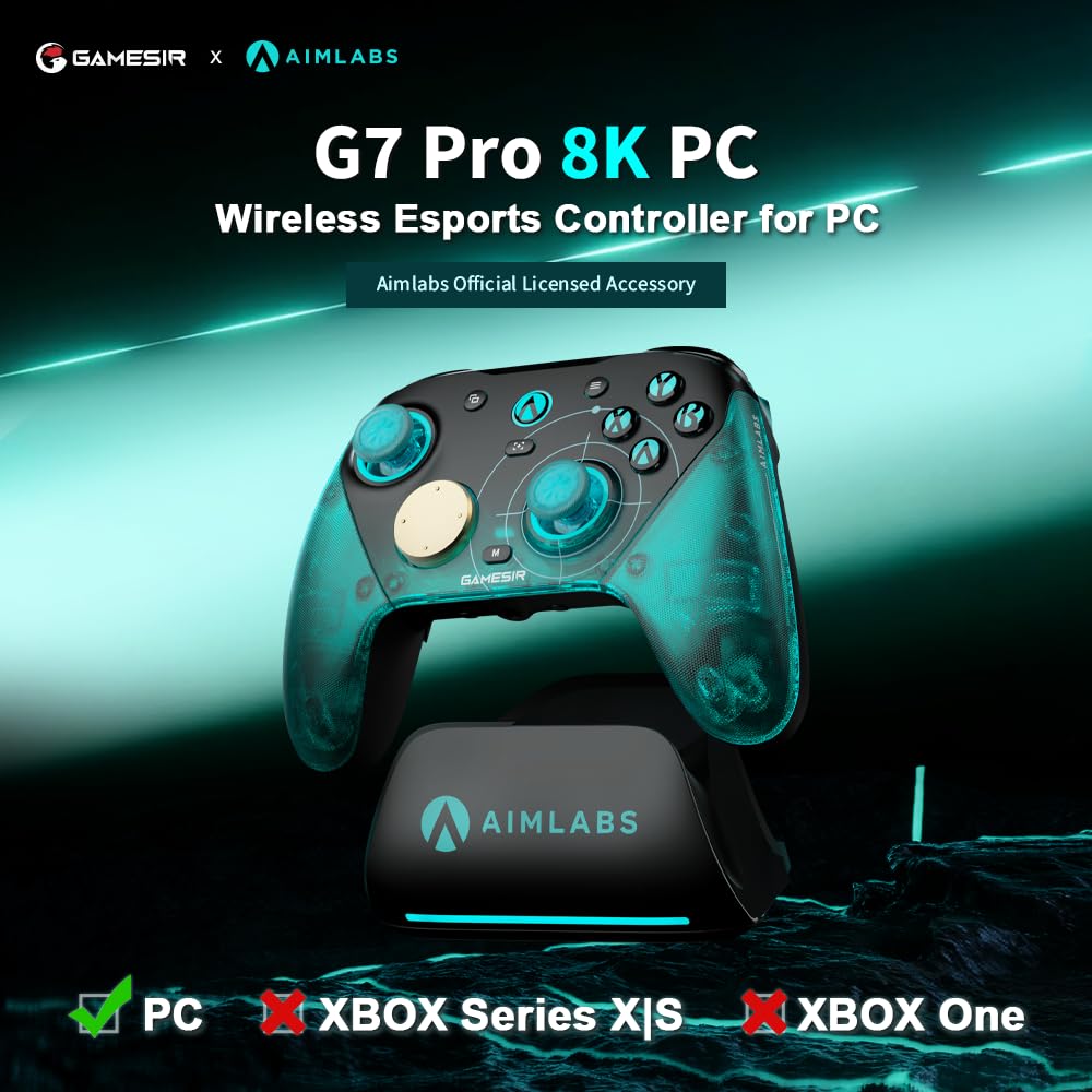 GameSir G7 Pro 8K PC Wireless Controller, Aimlabs Edition – 8000Hz Polling Rate Wired & 2.4G, TMR Joysticks Anti-Stick Drift, Hall Effect Analog Triggers, Esports Gamepad for Windows PC with 3.5mm Audio - Image 2