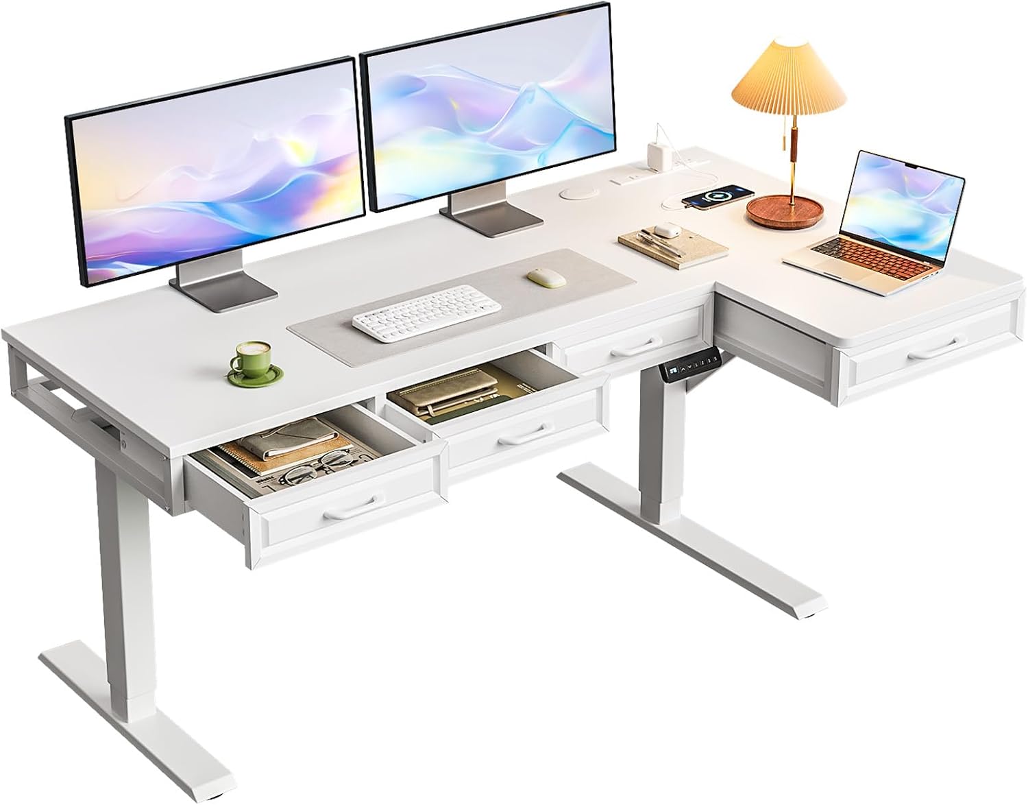 OffiGo 55 Inch L Shaped Standing De...
