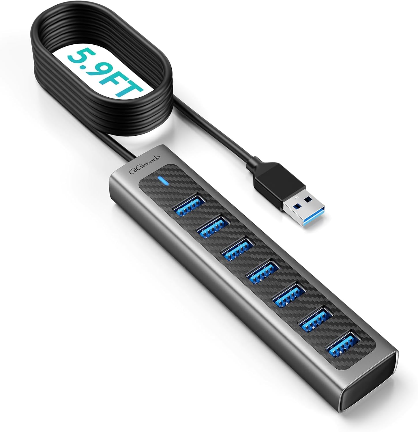 GiGimundo 6FT 7-Port USB 3.0 Hub wi...