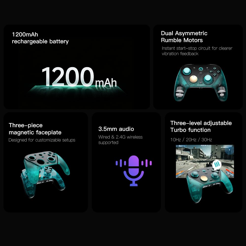 GameSir G7 Pro 8K PC Wireless Controller, Aimlabs Edition – 8000Hz Polling Rate Wired & 2.4G, TMR Joysticks Anti-Stick Drift, Hall Effect Analog Triggers, Esports Gamepad for Windows PC with 3.5mm Audio - Image 6