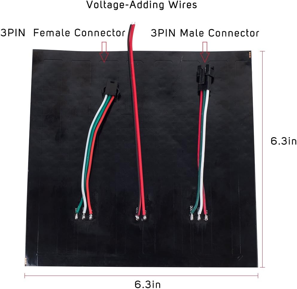 BTF-LIGHTING WS2812B ECO RGB Alloy Wires 5050SMD Individual Addressable 16X16 256 Pixels LED Matrix Flexible FPCB Full Color Works with WLED,SP802E,etc Controllers Image Video Text Display DC5V - Image 3