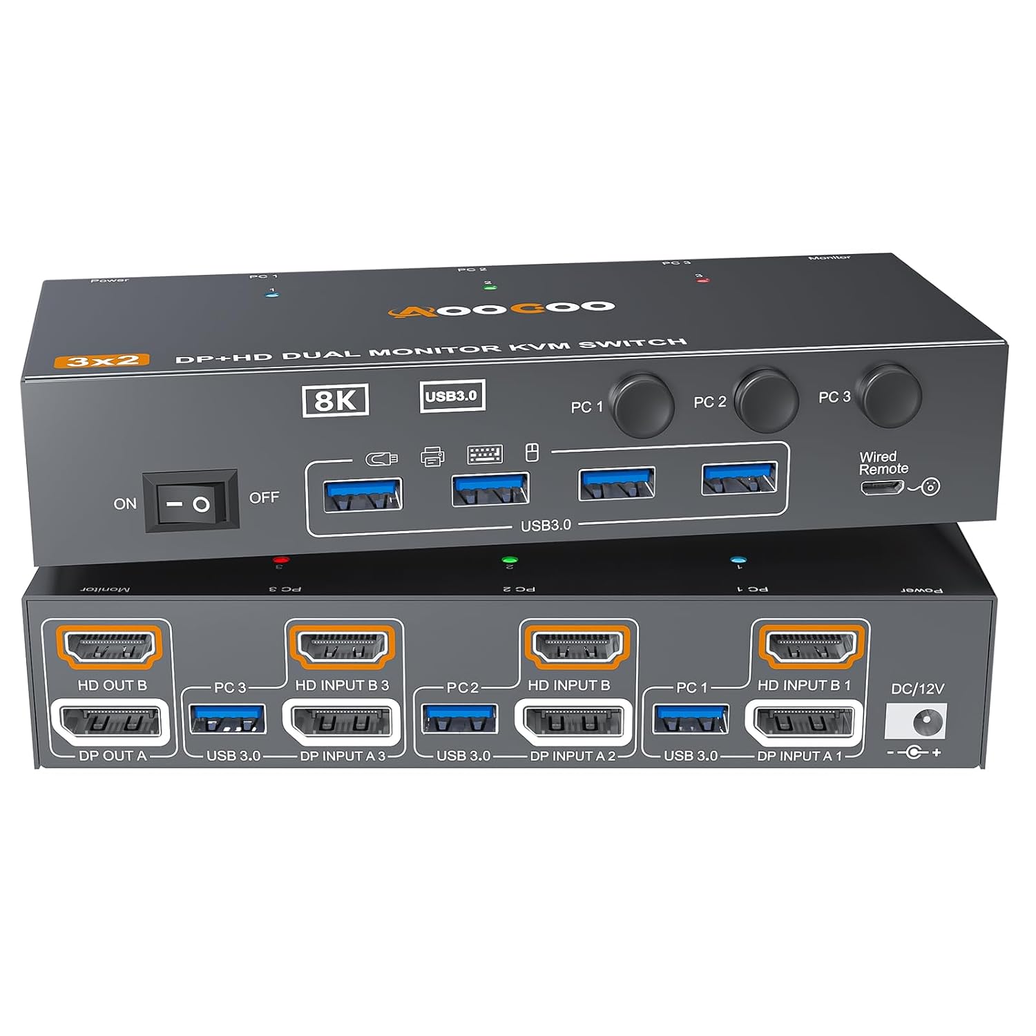 HDMI Displayport KVM Switch 3 Compu...