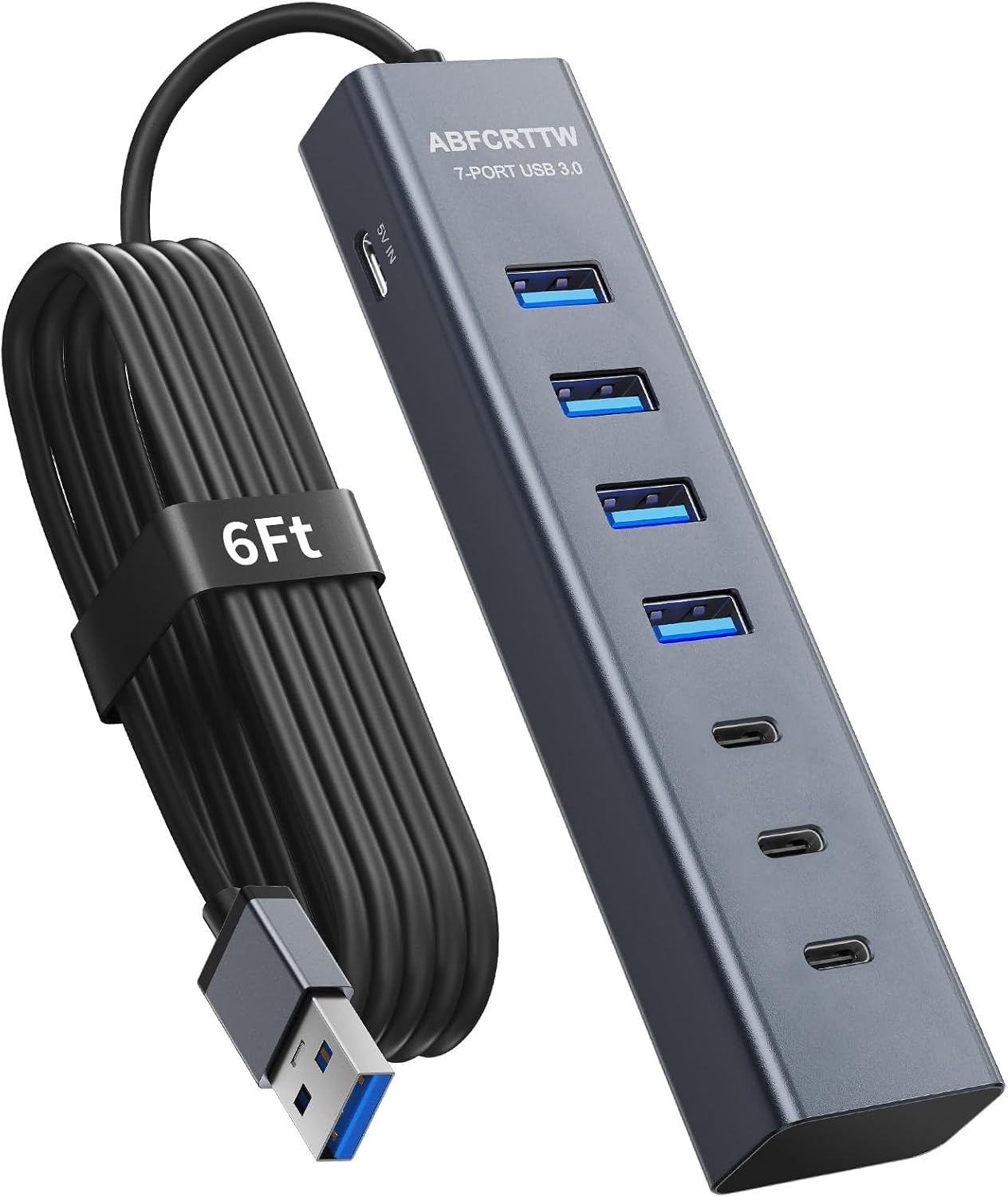 6FT 7-Port USB Hub 3.0 for Desktop,...