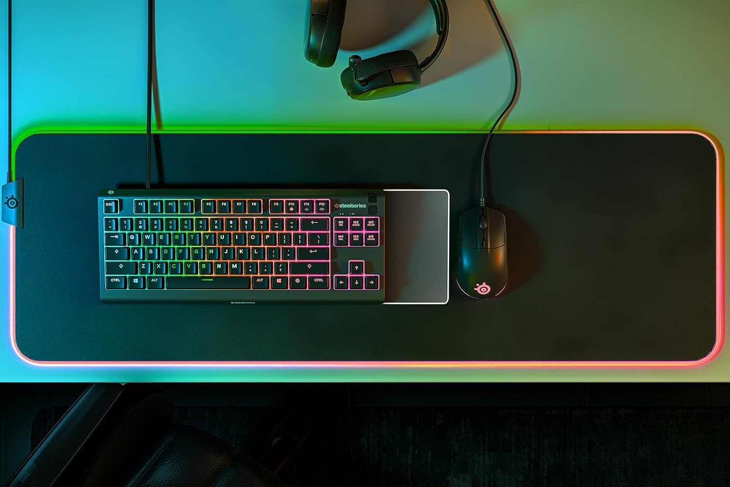 SteelSeries Apex 3 TKL RGB Gaming Keyboard – Tenkeyless Compact Form Factor - 8-Zone RGB Illumination – IP32 Water & Dust Resistant – Whisper Quiet Gaming Switch – Gaming Grade Anti-Ghosting (Renewed) - Image 7