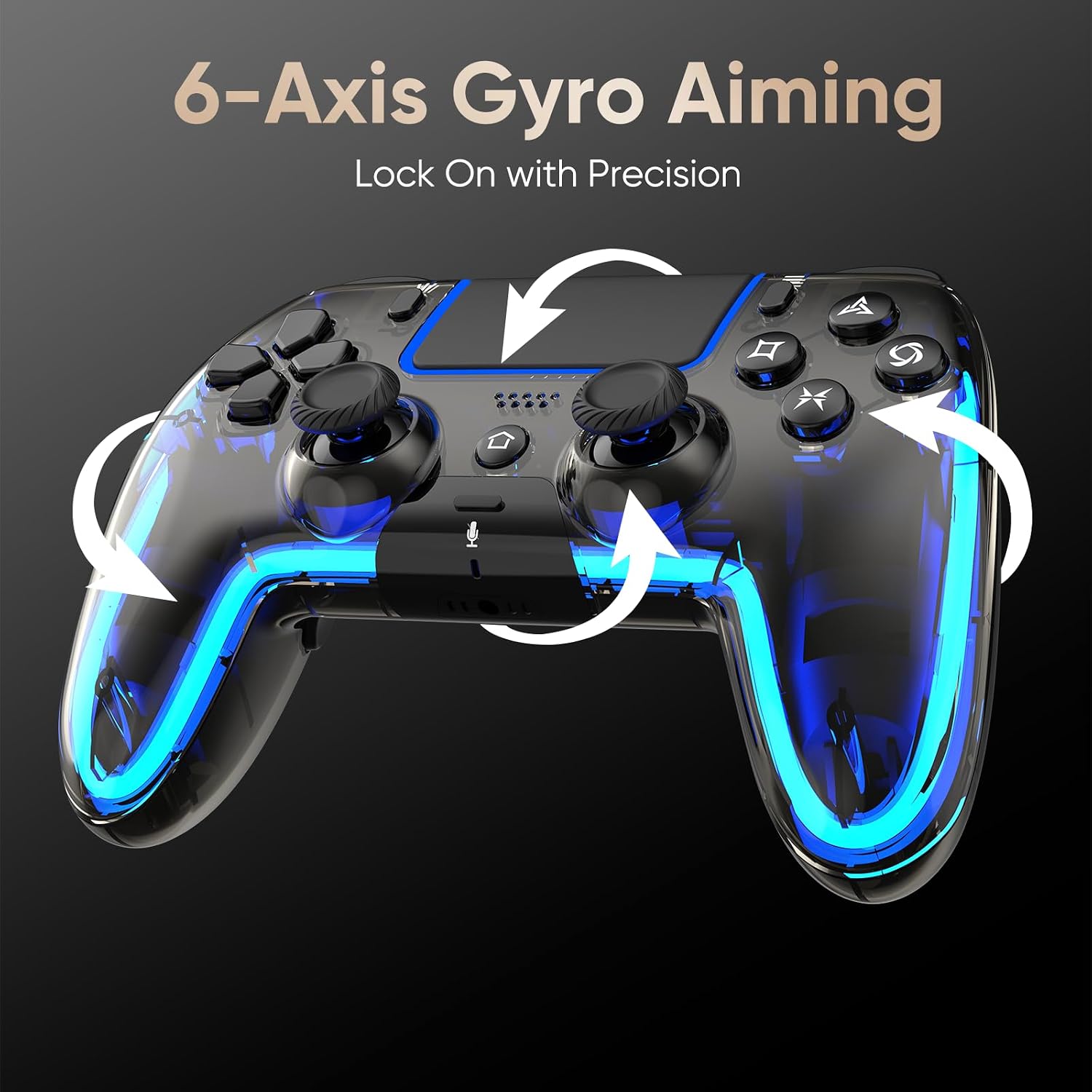 BETMI Wireless Controller for PS5, Pro/Slim/MAC/Steam Deck/PC, Hall Effect Joystick, Dual Vibration/Macro/Turbo, 3.5mm Jack, 6-Axis, Mute Key, LED Gamepad with Speaker (4 Lighting Effects, 9 Light Colors) - Image 7