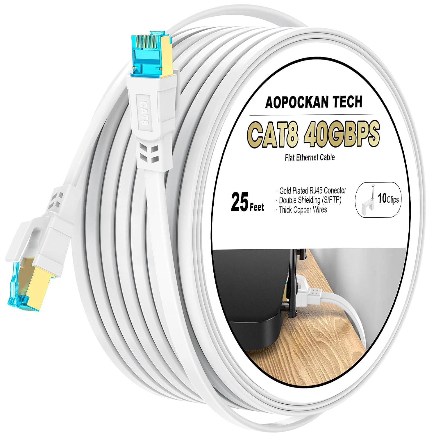 Cat 8 Ethernet Cable 25 ft, Shielde...