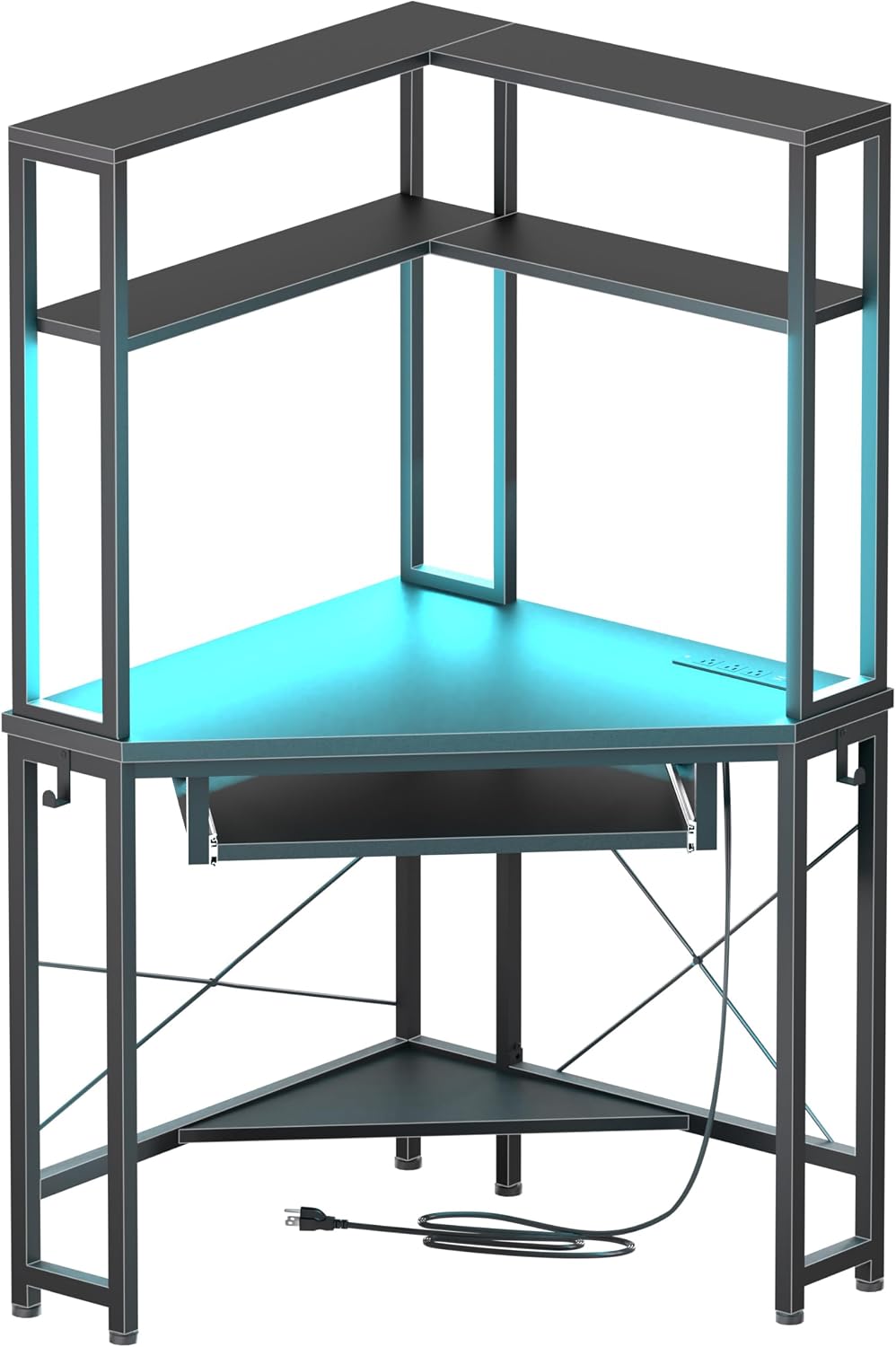 Corner Desk with Hutch and LED Ligh...