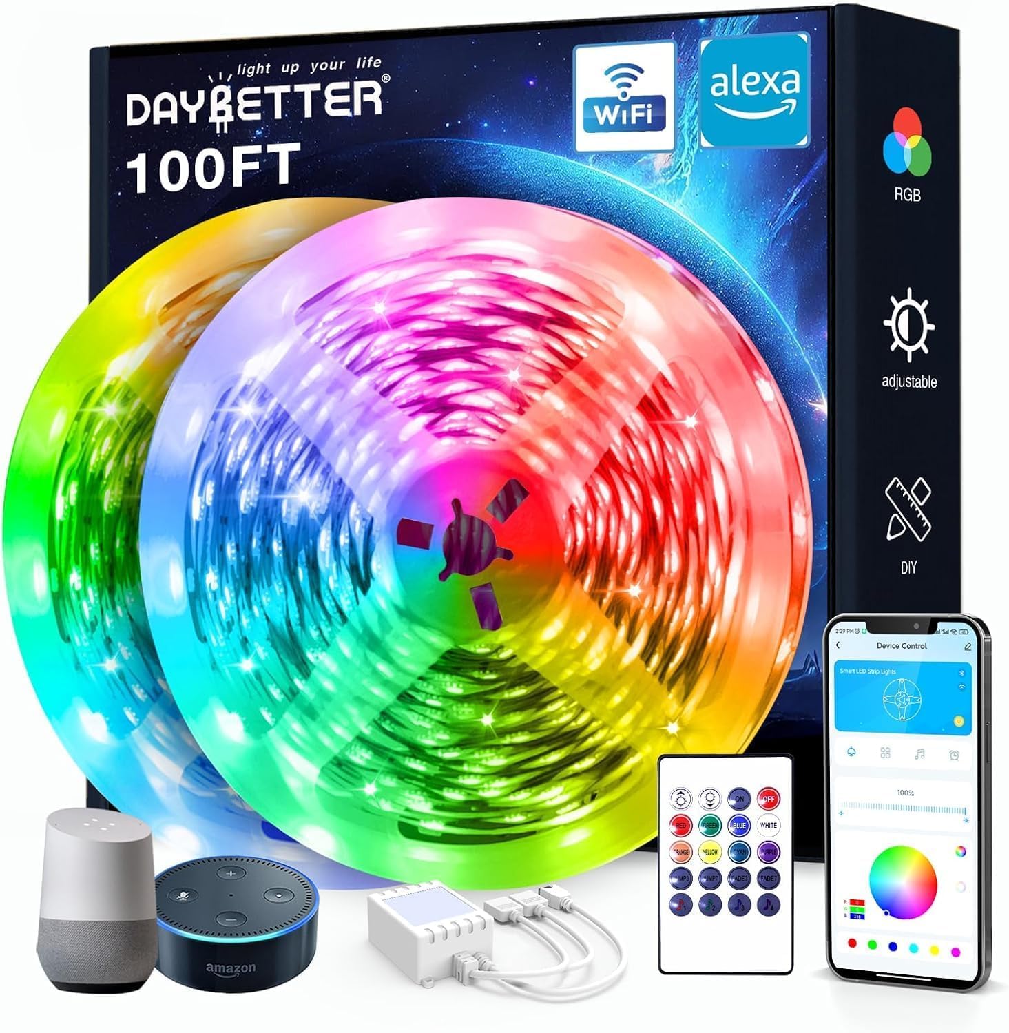 DAYBETTER 100 ft Smart WiFi Led Lig...