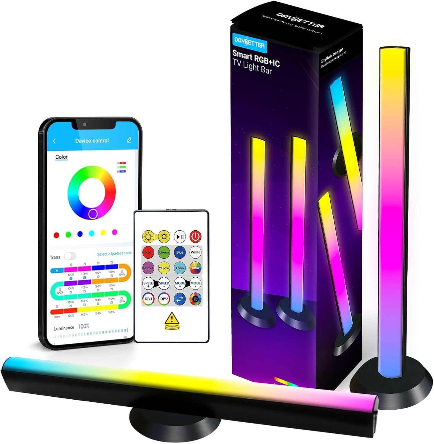 DAYBETTER Smart LED Light Bar,RGBICWW TV Light Bars for Room,Gaming,Black
