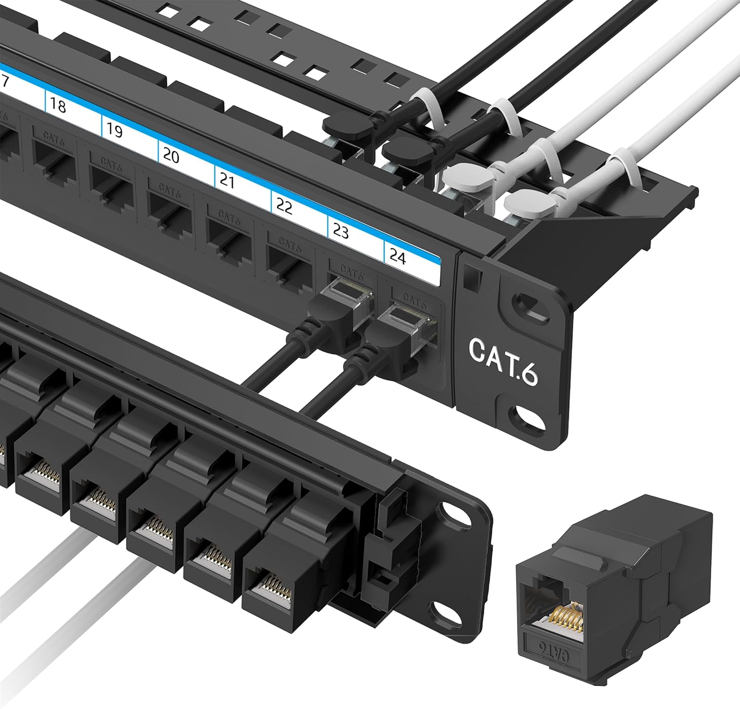 Jadaol [UL Listed] 24 Port Patch Panel Rackmount or Wall Mount 19-Inch 1U