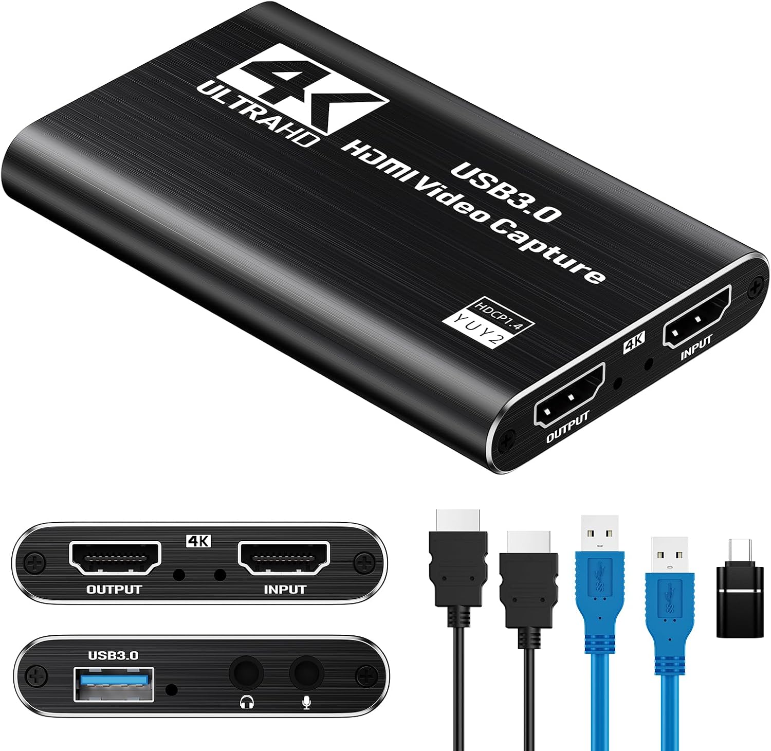 Papeaso USB 3.0 HDMI Capture Card, 2K30 FPS Capture with 4K Pass-Through