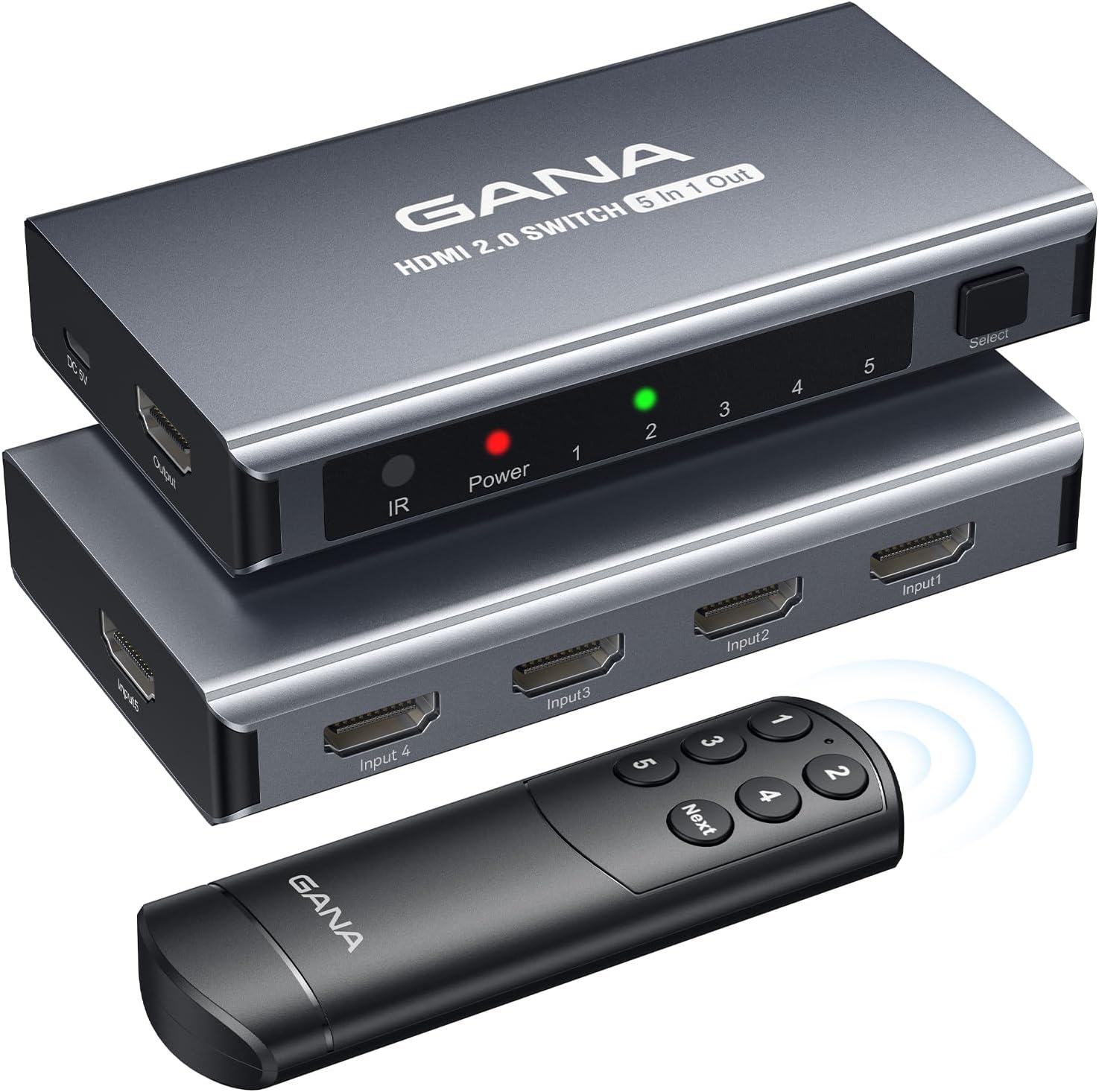 HDMI Switch 5 in 1 Out 4K@60Hz, GAN...