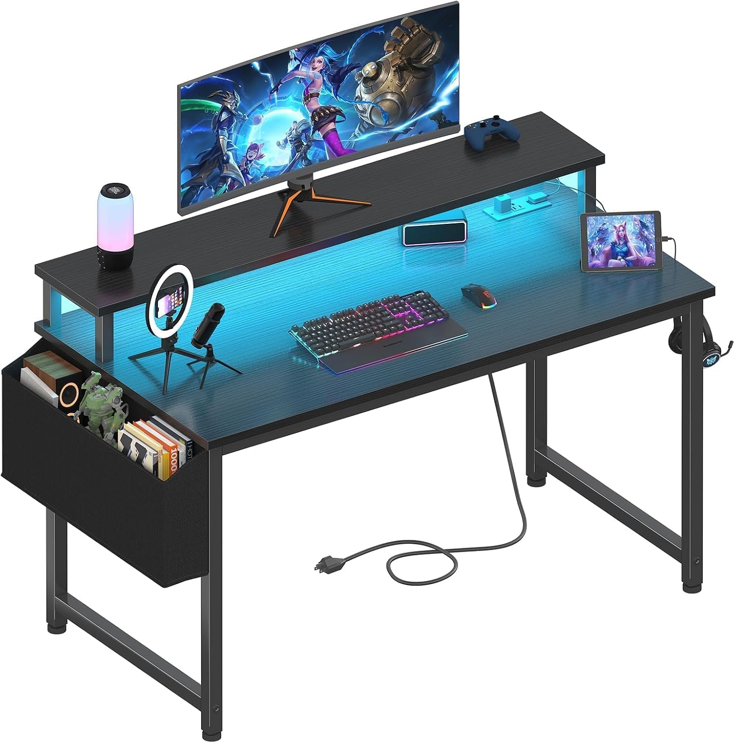 Lufeiya Black Gaming Desk with LED ...