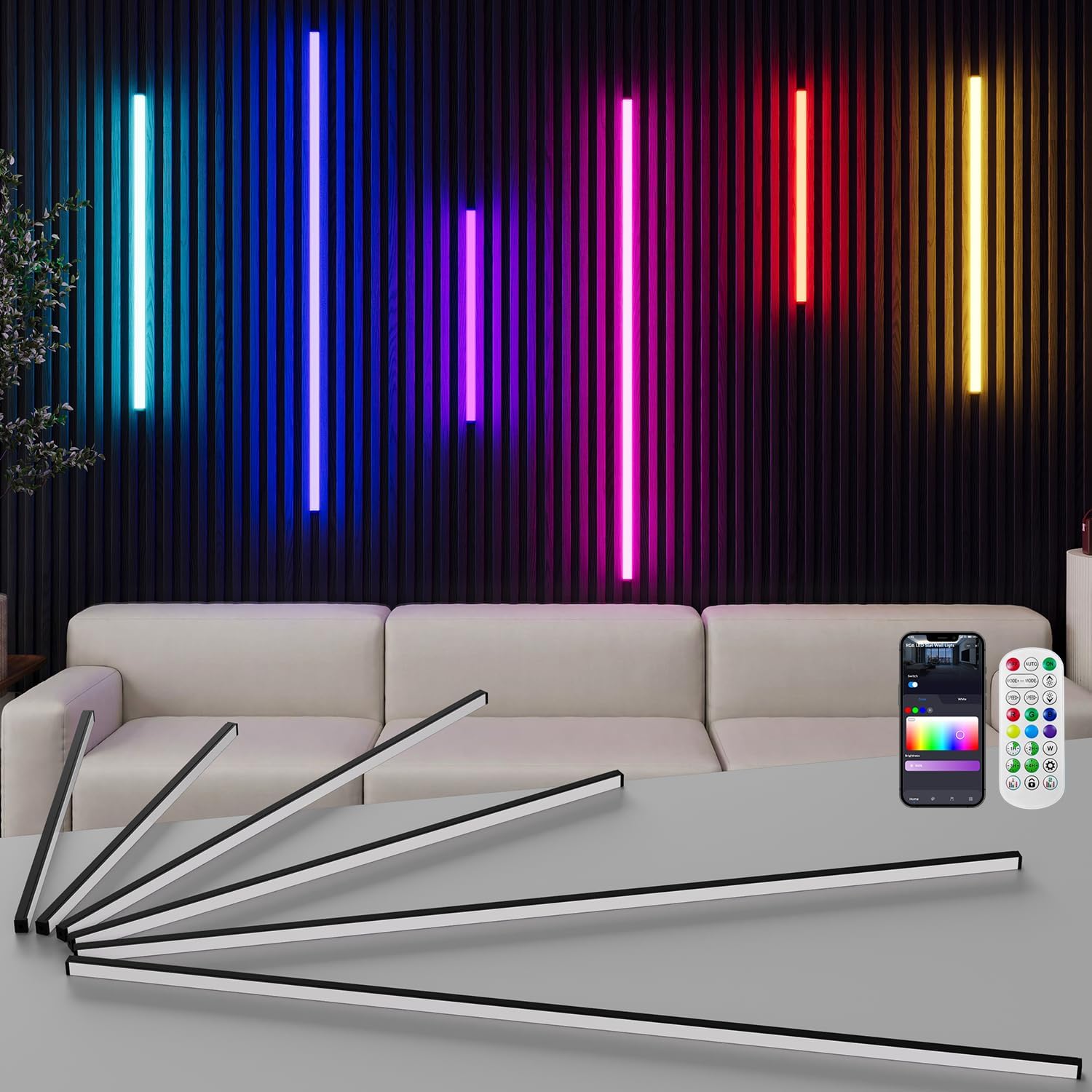 Smart RGB Slat Wall Lights 6PCS WiF...