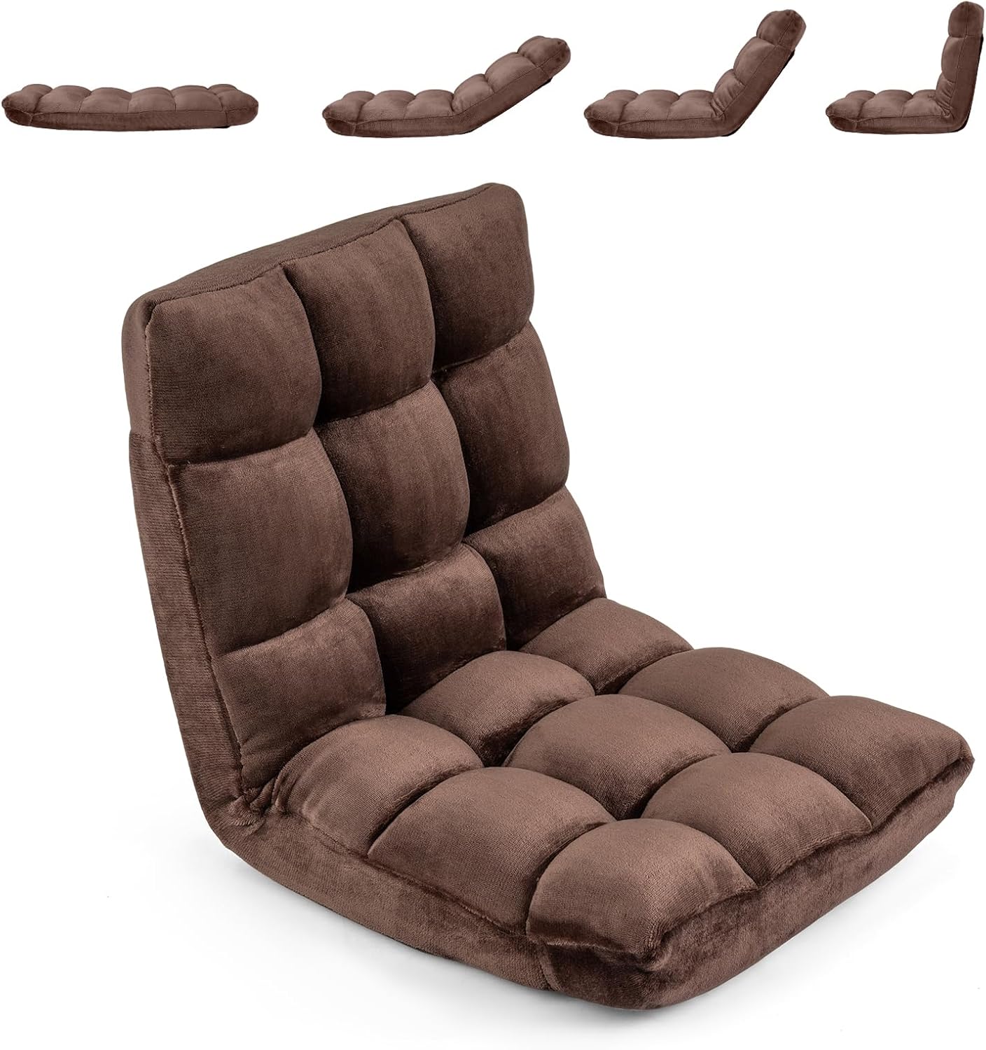 COSTWAY Floor Chair, Folding Floor Gaming Chair with Back Support