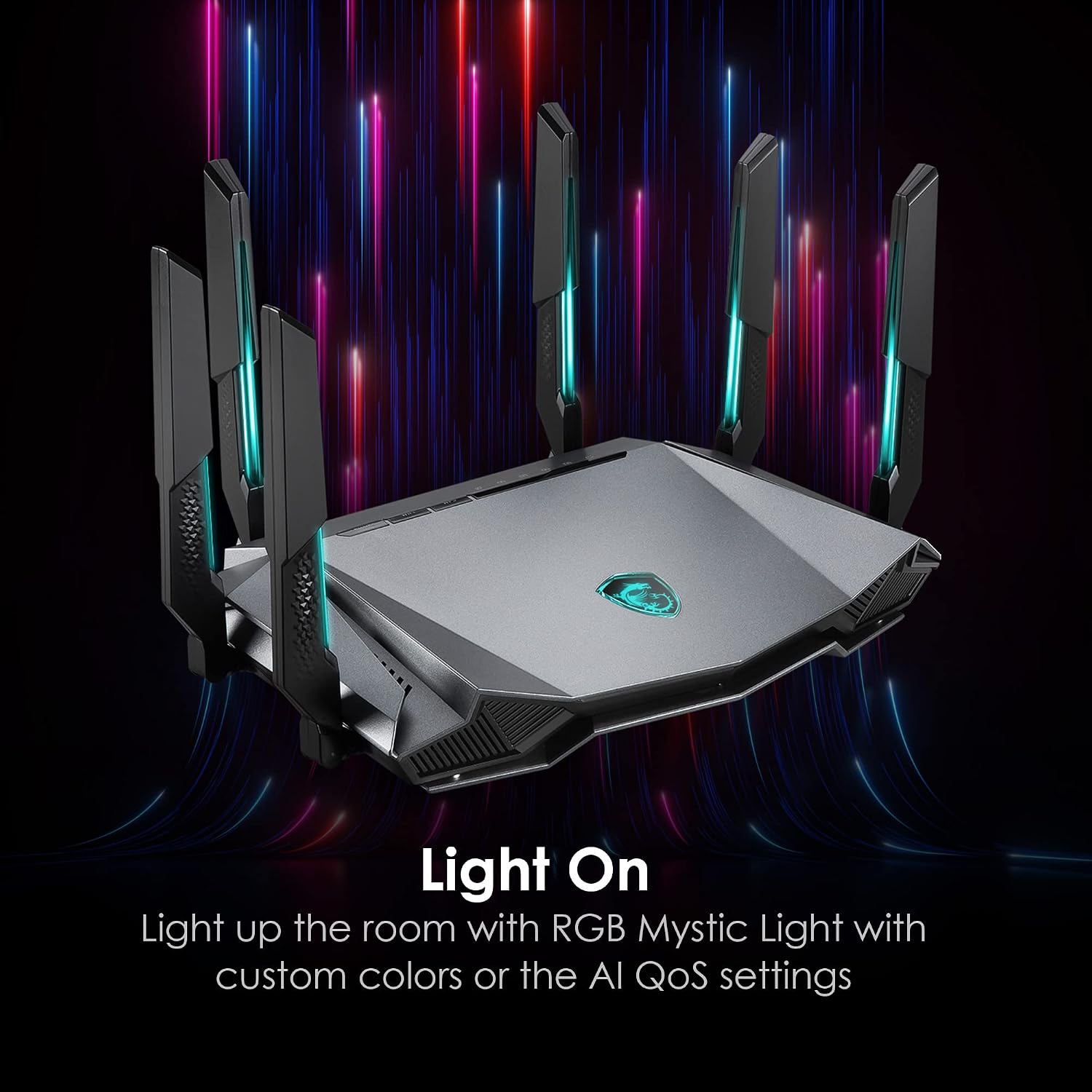 MSI Radix AXE6600 WiFi 6E Tri-Band Gaming Router, AI QoS, RGB, 1.8GHz Quad-Core Processor, MU-MIMO, Tri Band Gigabit Wireless, 8-Stream, High Speed Long Range Gaming Router - Image 7