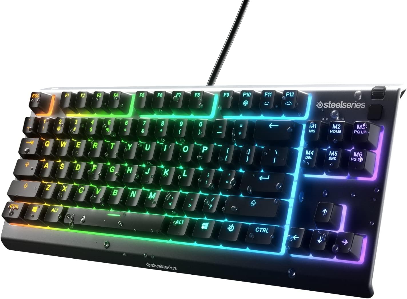 SteelSeries Apex 3 TKL RGB Gaming Keyboard – Tenkeyless Compact Form Factor - 8-Zone RGB Illumination – IP32 Water & Dust Resistant – Whisper Quiet Gaming Switch – Gaming Grade Anti-Ghosting (Renewed) - Image 3