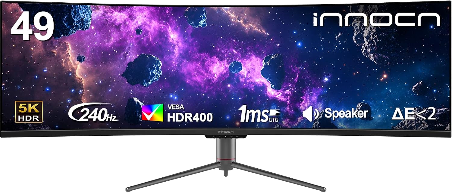 INNOCN 49" Curved DQHD 5120 x 1440P 240Hz 1800R Ultrawide Gaming Monitor