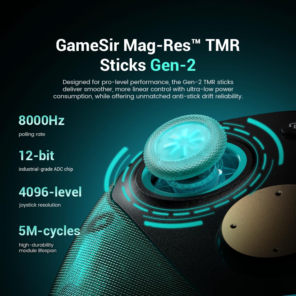 GameSir G7 Pro 8K PC Wireless Controller, Aimlabs Edition – 8000Hz Polling Rate Wired & 2.4G, TMR Joysticks Anti-Stick Drift, Hall Effect Analog Triggers, Esports Gamepad for Windows PC with 3.5mm Audio - Image 4