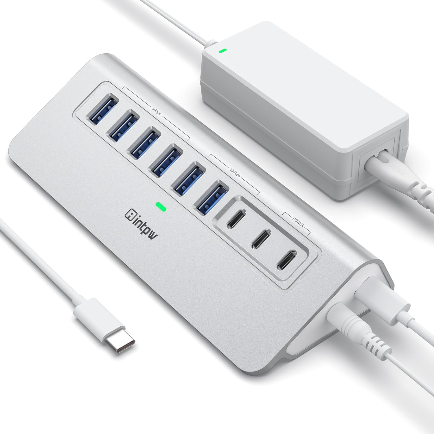 intpw Powered USB Hub 10Gbps, 9-Por...