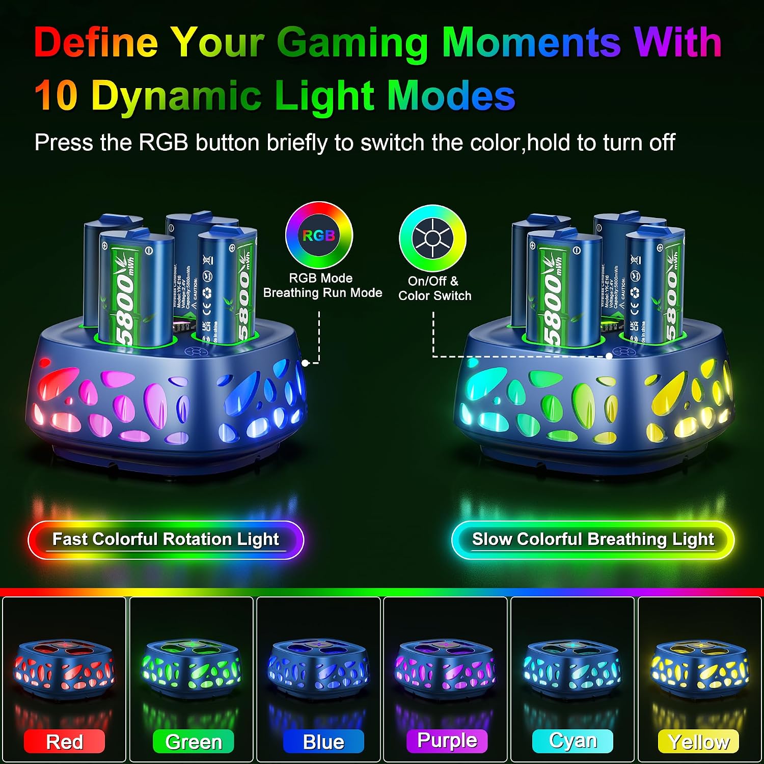 Feirsh Rechargeable Battery Pack for Xbox with Charger, 4x5800mWh Fast Charging Rechargeable Battery Packs for Xbox Controller Batteries for XboxOne Series X|S,One S/X,Sets Xbox one Cases and Storage - Image 2