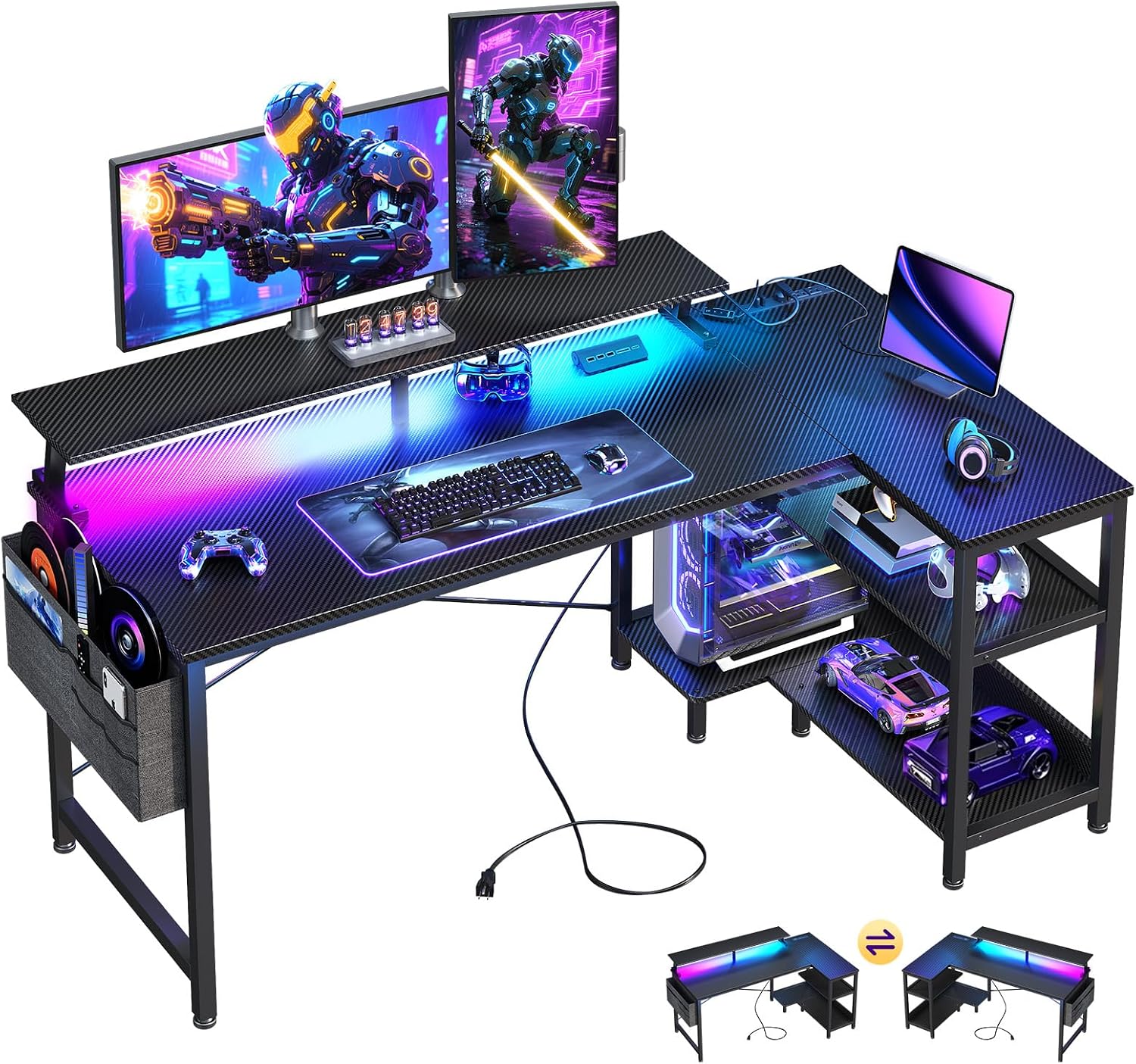 ODK 48 Inch L Shaped Gaming Desk wi...
