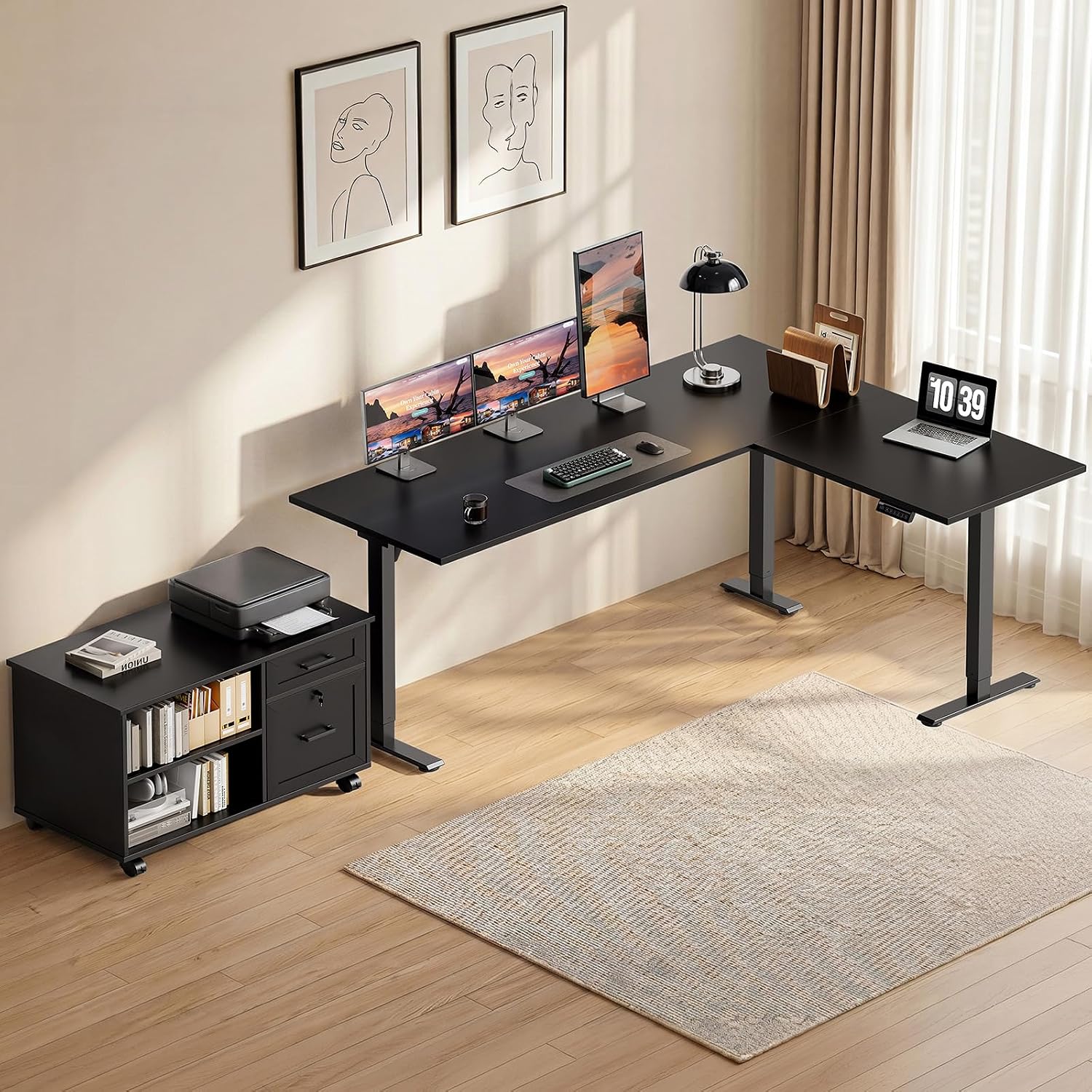 OffiGo 63″ L Shaped Electric ...