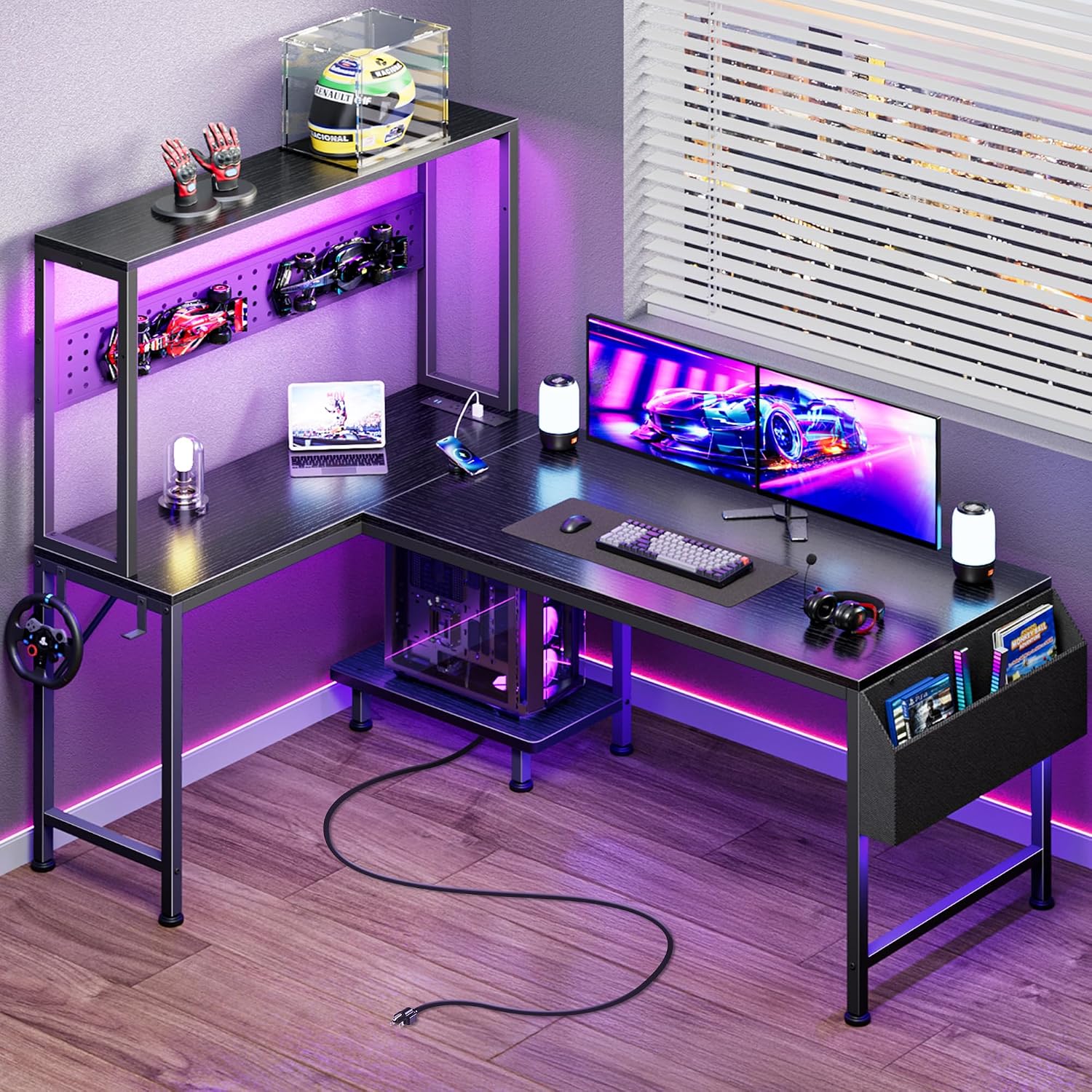 PRAISUN L Shaped Gaming Desk with L...