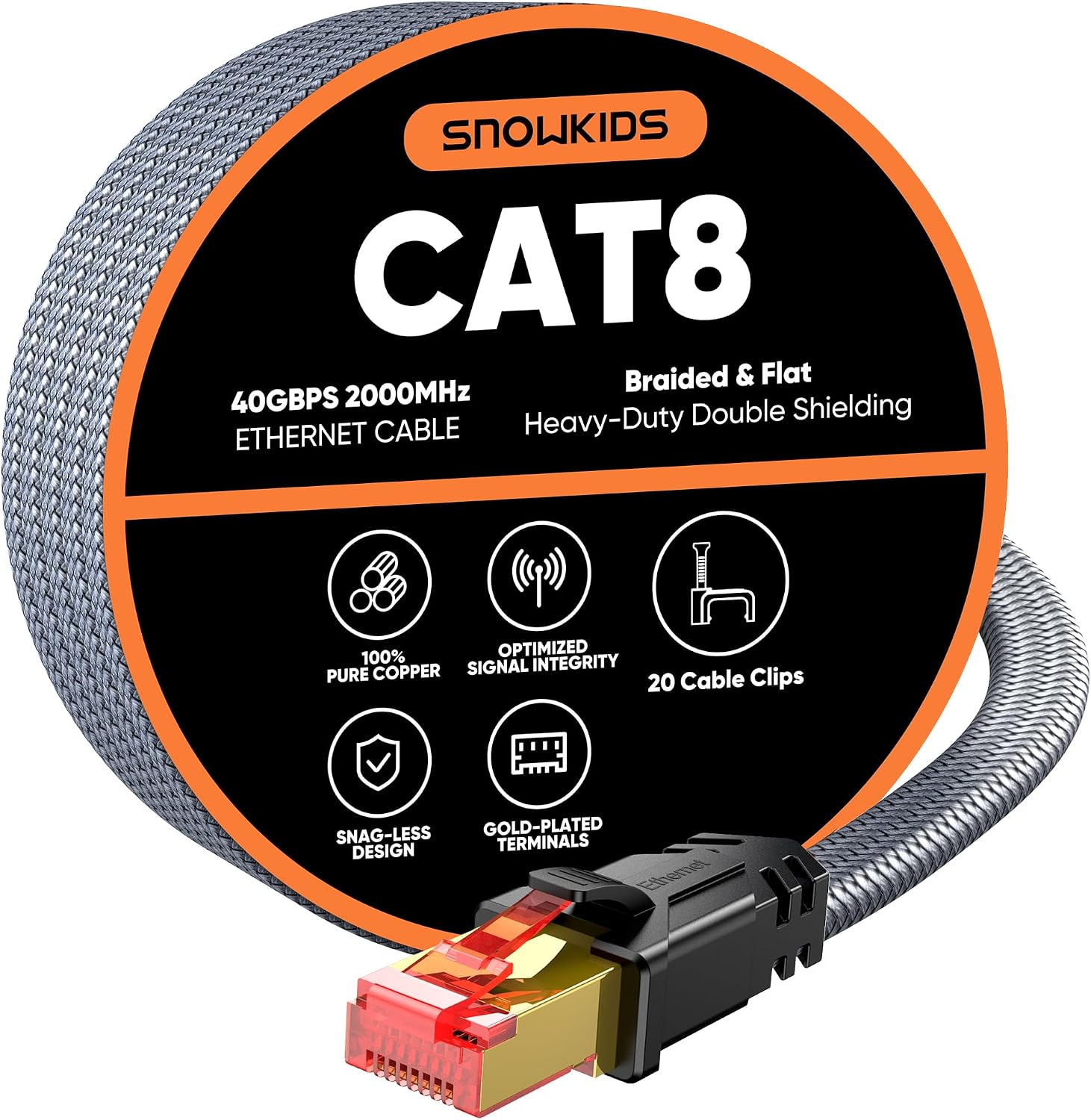 Snowkids Cat 8 Ethernet Cable 10 FT...