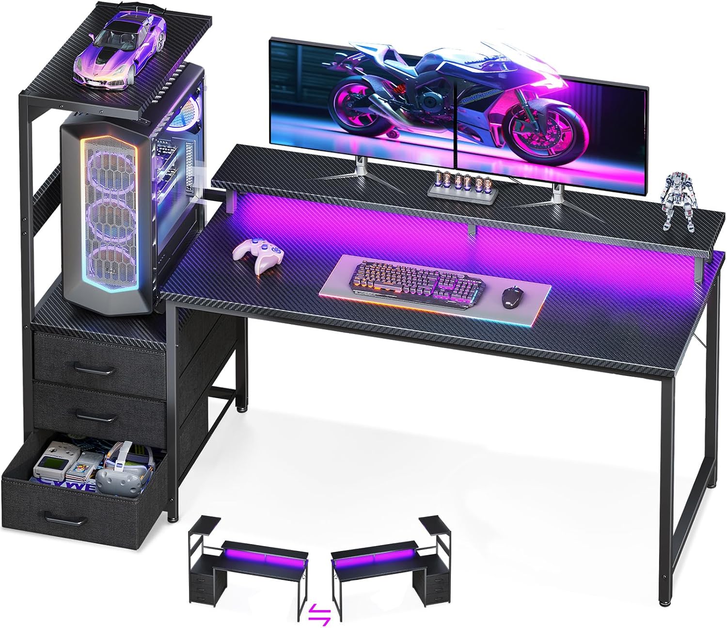 AODK Gaming Desk w/PC Showcase Stan...