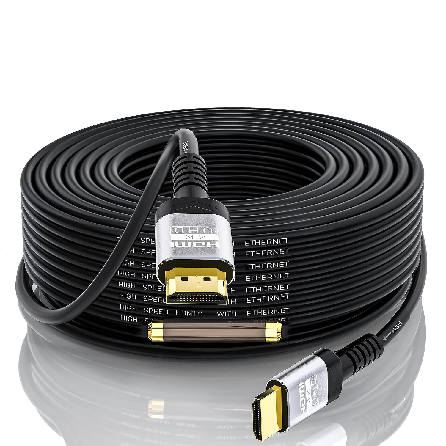 Soonsoonic 4K HDMI 100 Ft Cable with Built-in Signal Booster | HDMI 2.0 High Speed Unidirectional Cables 4K@60Hz 2K 1080P 3D ARC Ethernet Cord | for UHD TV Monitor Laptop Xbox PS4 (30.5m)