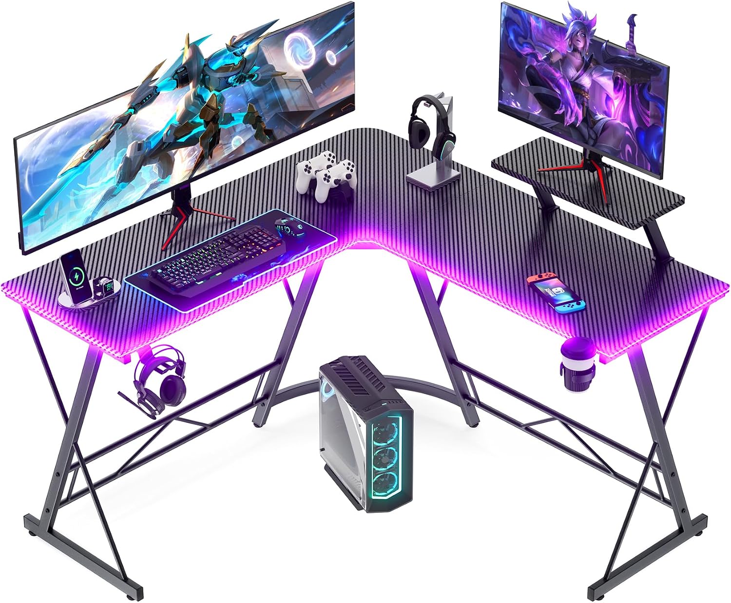 Mr IRONSTONE Gaming Desk with LED L...