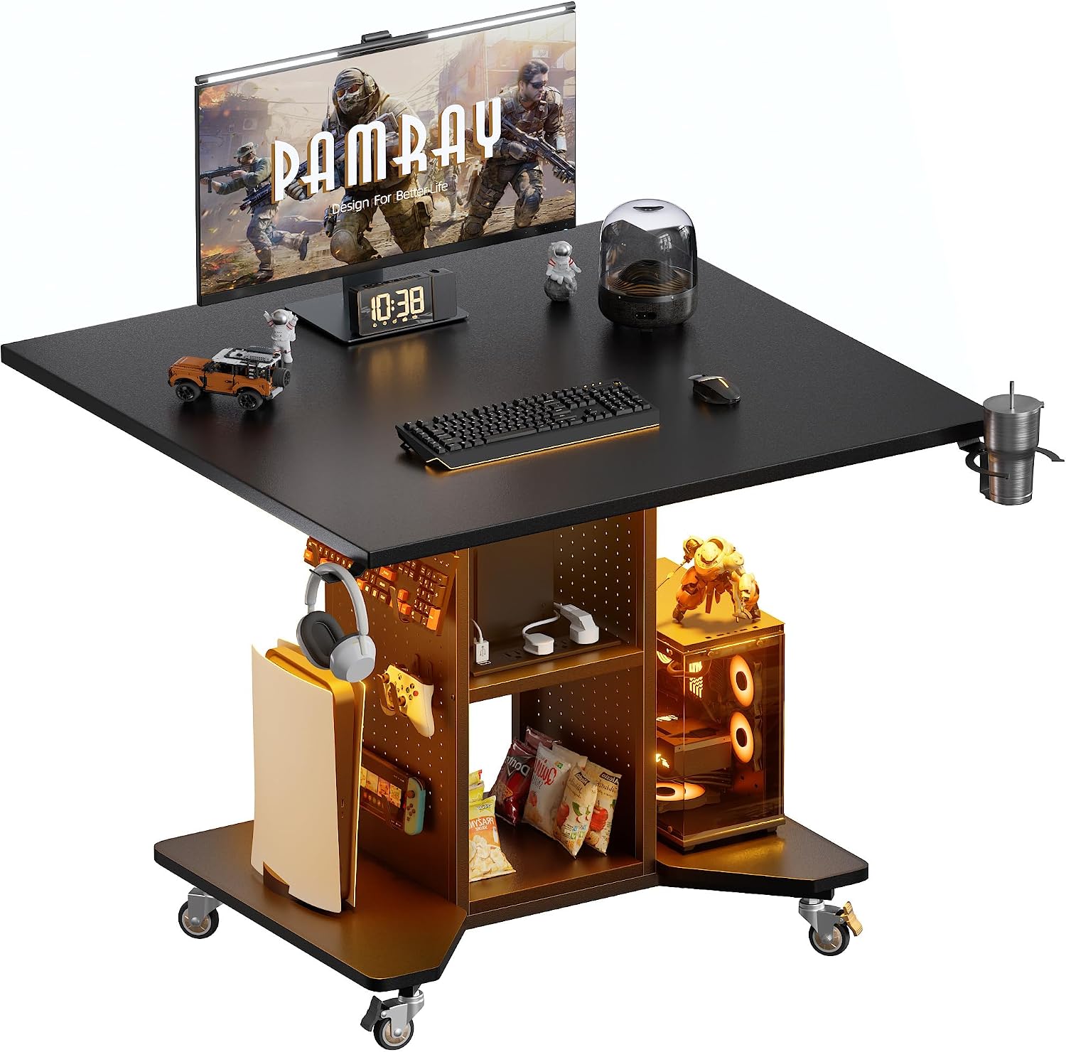 Pamray Small Gaming Desk Rolling Co...