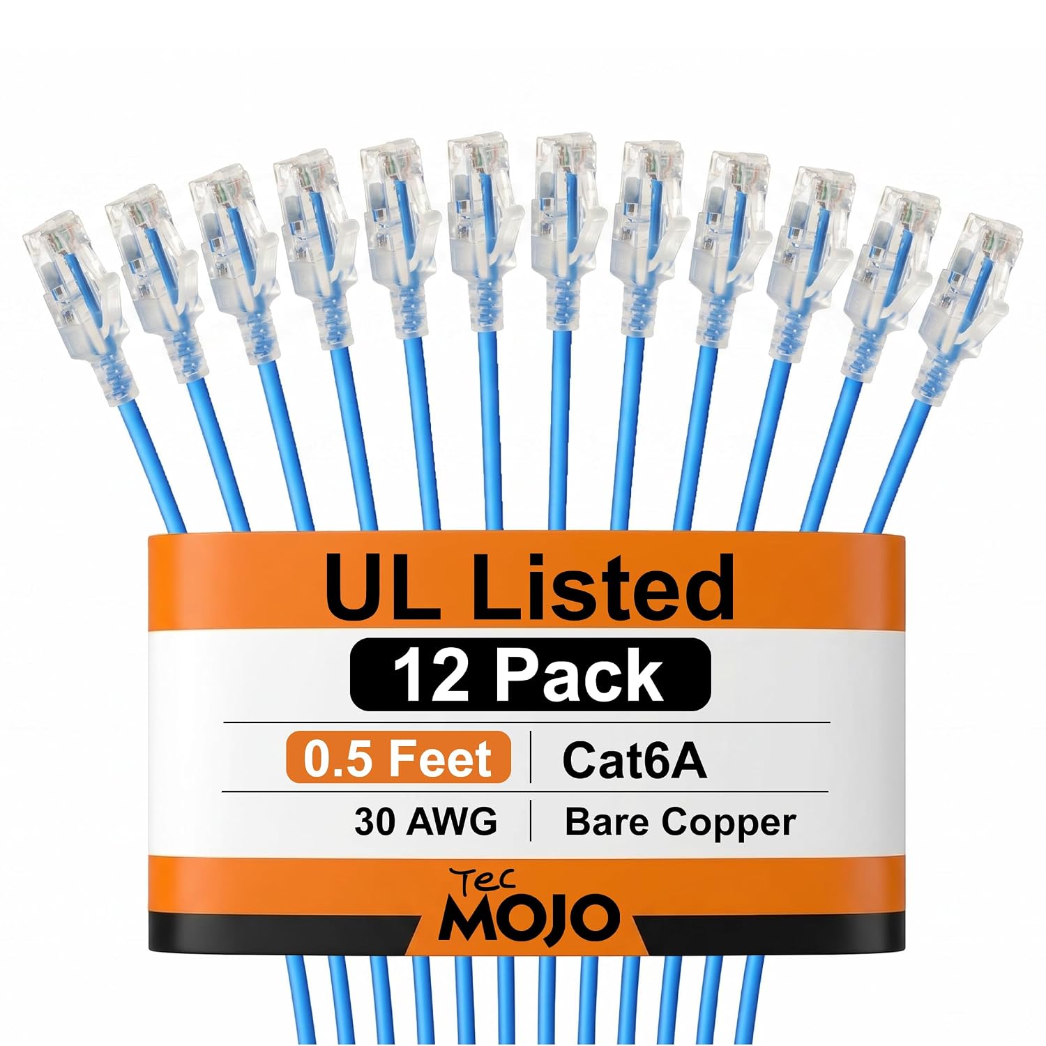 Tecmojo Ultra Slim Cat6A 0.5FT Ethe...