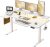 OffiGo 63 Inch U Shaped Electric Standing Desk with Keyboard Tray, White