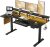 OffiGo 63 Inch U Shaped Electric Standing Desk with Keyboard Tray, Black