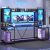 SEDETA Gaming Desk 75” with LED Lights, Hutch and Storage Shelves, Black